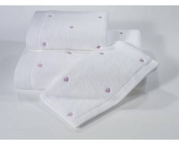 Полотенце Soft cotton LOVE белый-фиолетовый Турция